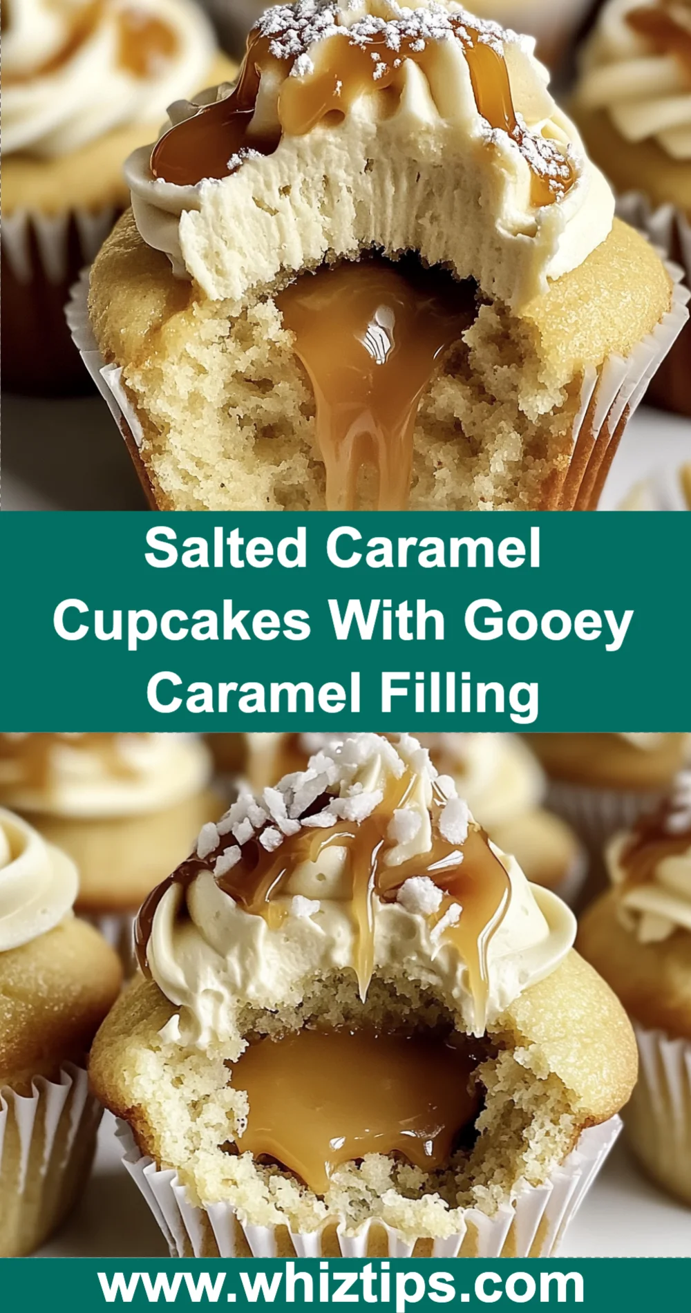 Salted Caramel Cupcakes with Gooey Caramel Filling