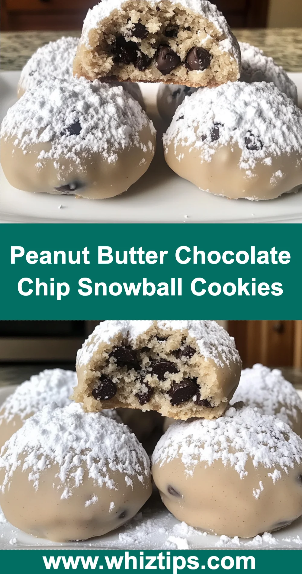 Peanut Butter Chocolate Chip Snowball Cookies ❄️🍫