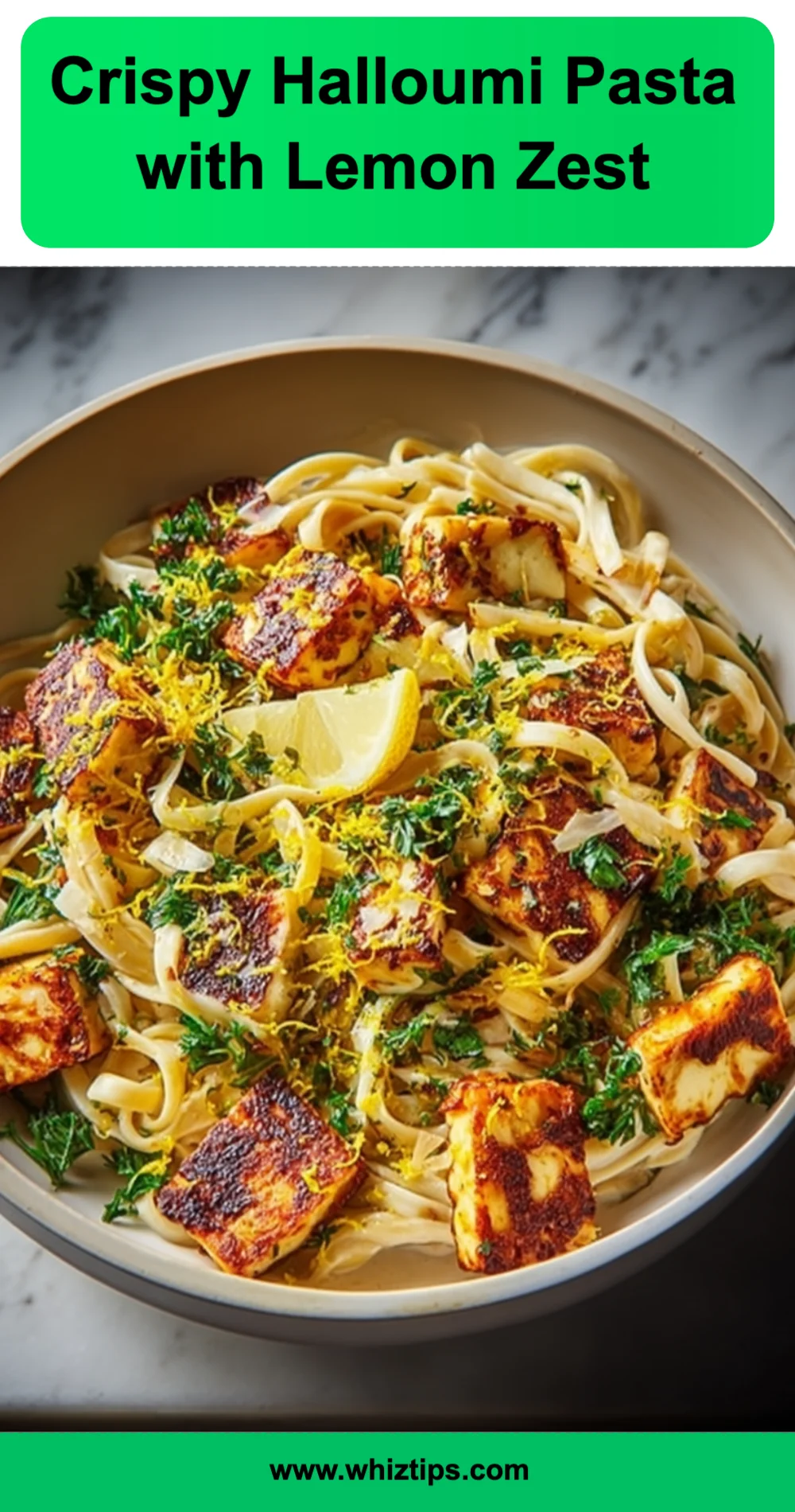 Crispy Halloumi Pasta with Lemon Zest Recipe