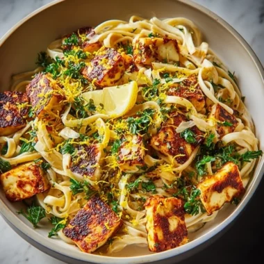 Crispy Halloumi Pasta with Lemon Zest Recipe