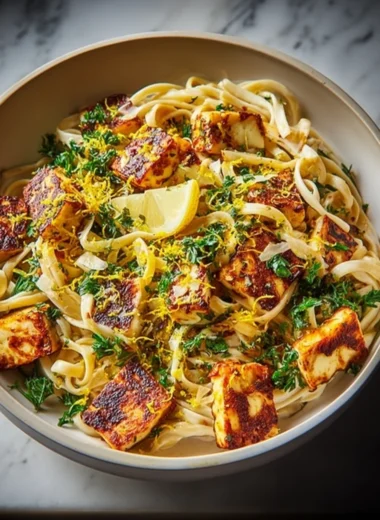 Crispy Halloumi Pasta with Lemon Zest Recipe