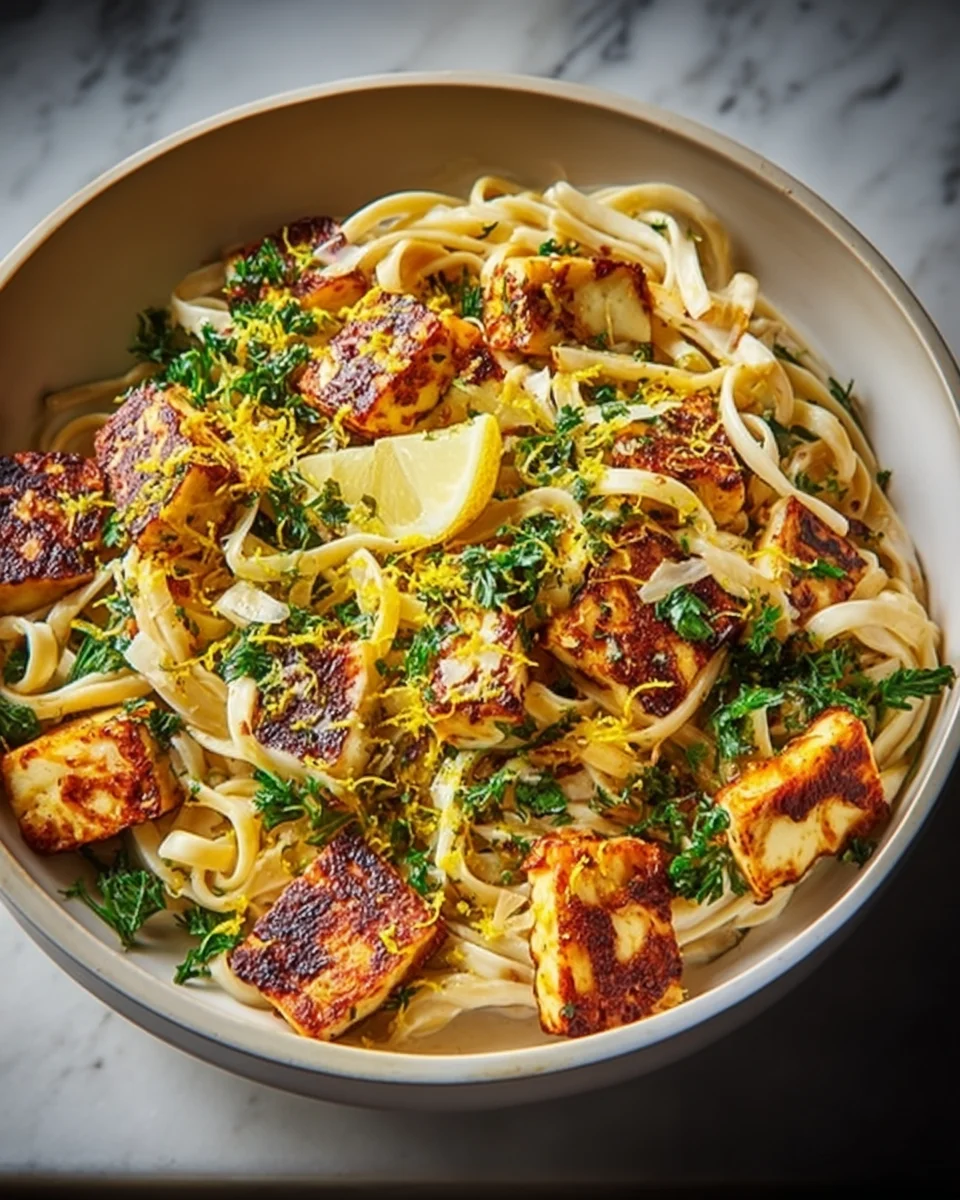 Crispy Halloumi Pasta with Lemon Zest Recipe