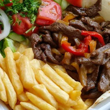 Ultimate Steak Fajita Plate with Fries and Fresh Salad Recipe