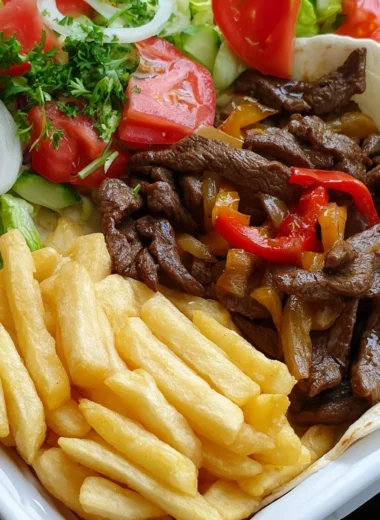 Ultimate Steak Fajita Plate with Fries and Fresh Salad Recipe