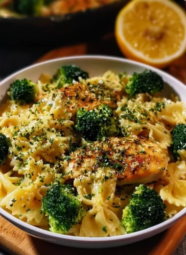 Cowboy Butter Lemon Bowtie Chicken with Broccoli Recipe