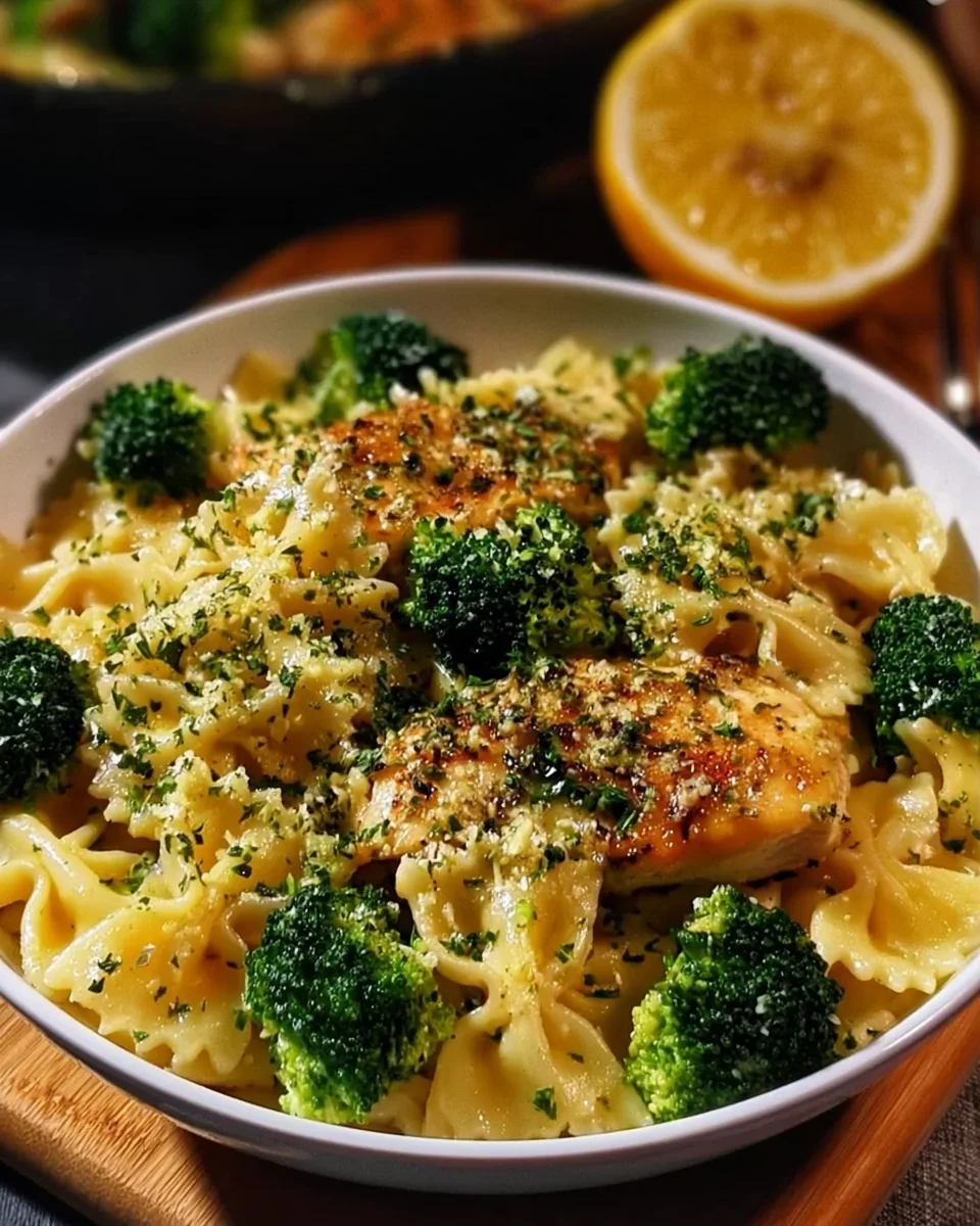 Cowboy Butter Lemon Bowtie Chicken with Broccoli Recipe