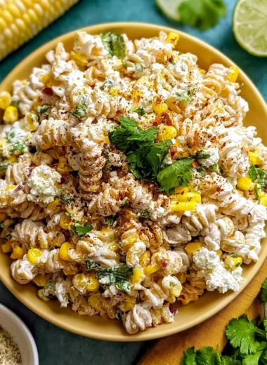 Creamy Elote Pasta Salad Recipe with Greek Yogurt