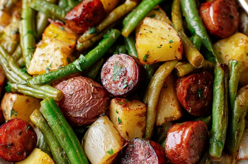 Easy One Pan Sausage, Green Beans, and Potatoes Recipe