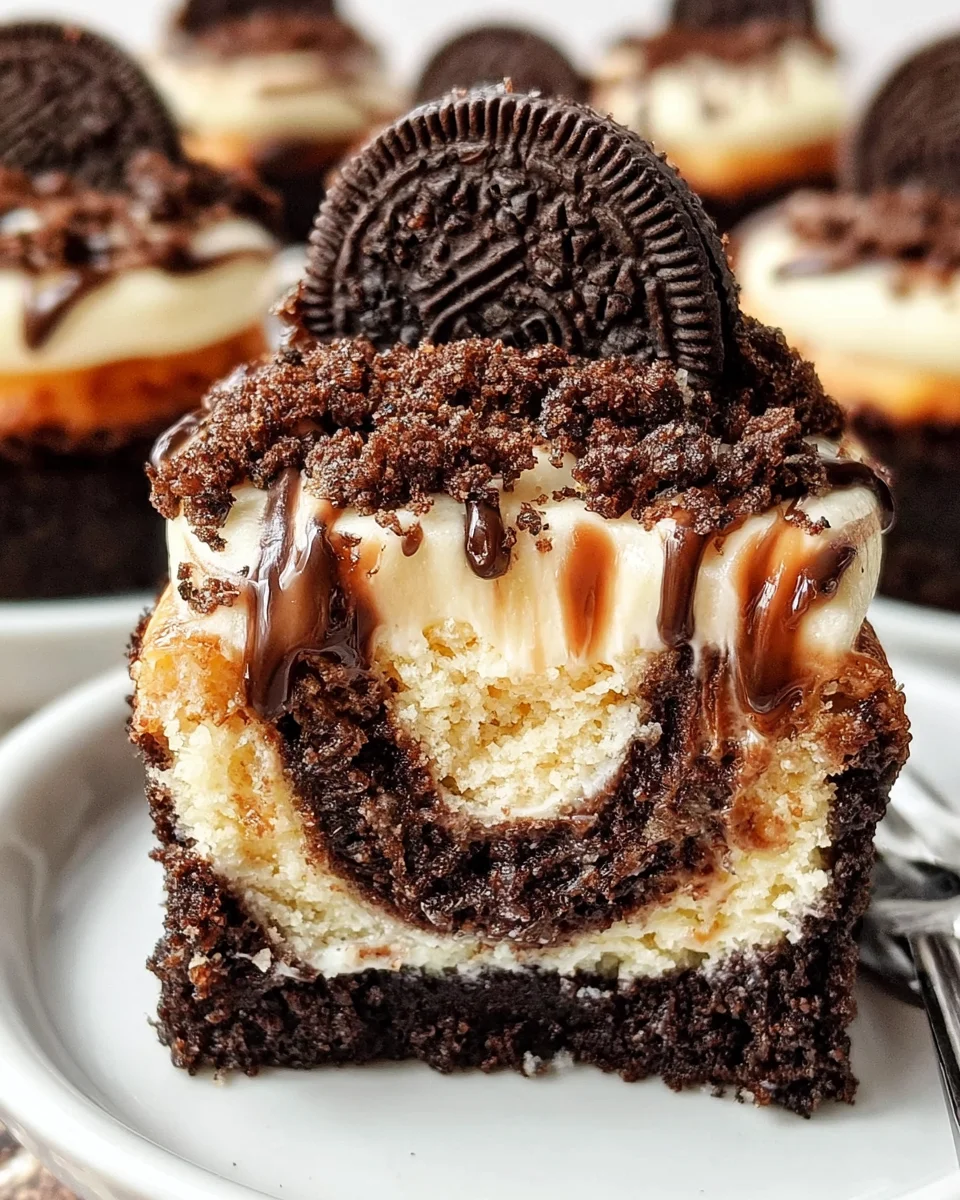 Fudge Swirled Oreo Bottom Cheesecake Cupcakes Recipe
