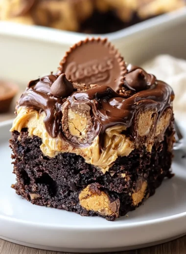 Indulgent Reese’s Chocolate Peanut Butter Cup Earthquake Cake Recipe