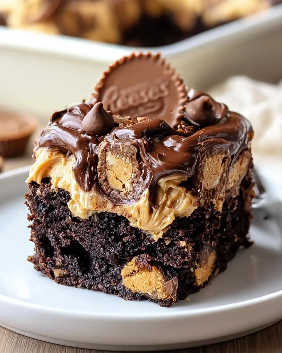 Indulgent Reese’s Chocolate Peanut Butter Cup Earthquake Cake Recipe