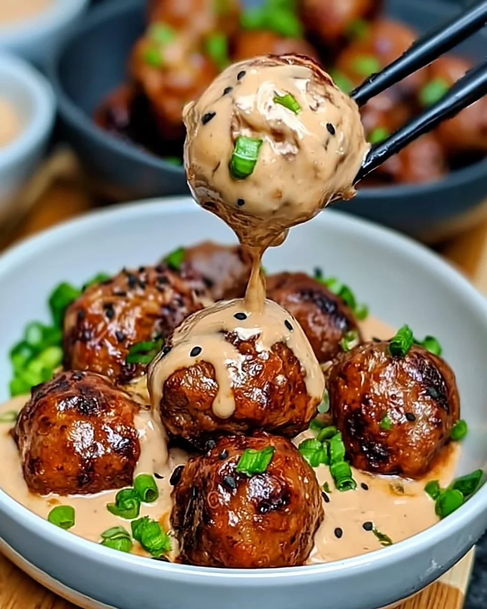 Korean BBQ Meatballs with Spicy Mayo Dip Recipe